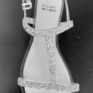Stuart Weitzman Teezer Clear Jelly Crystal Sandals Size 7.5, size 38 European